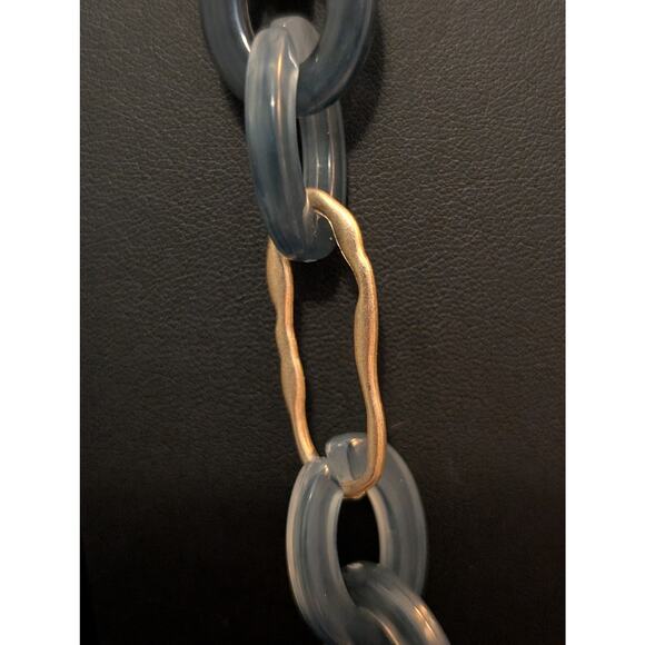 Blue Gray Ombre Gold Tone Chain Link 38"-41" Necklace - Picture 3 of 6